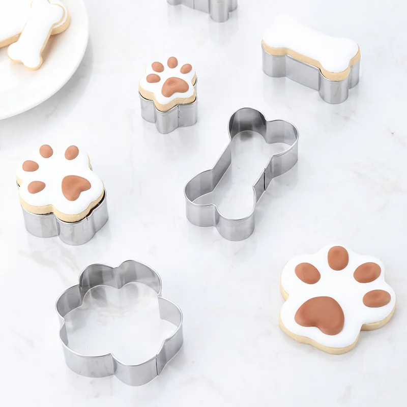 

Hot Selling Dog Paw Biscuit Cutter Cortadores de Galletas Stainless Steel Cookie Cutter Set for Baking