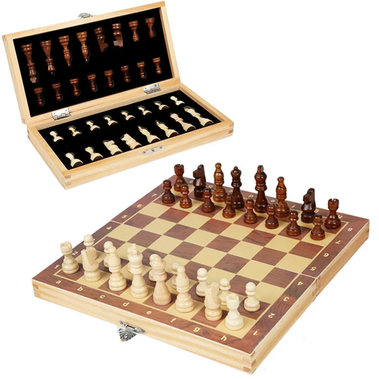 

Home Entertainment Portable Travel International Wooden Magnet Folding Chess Board, Picture