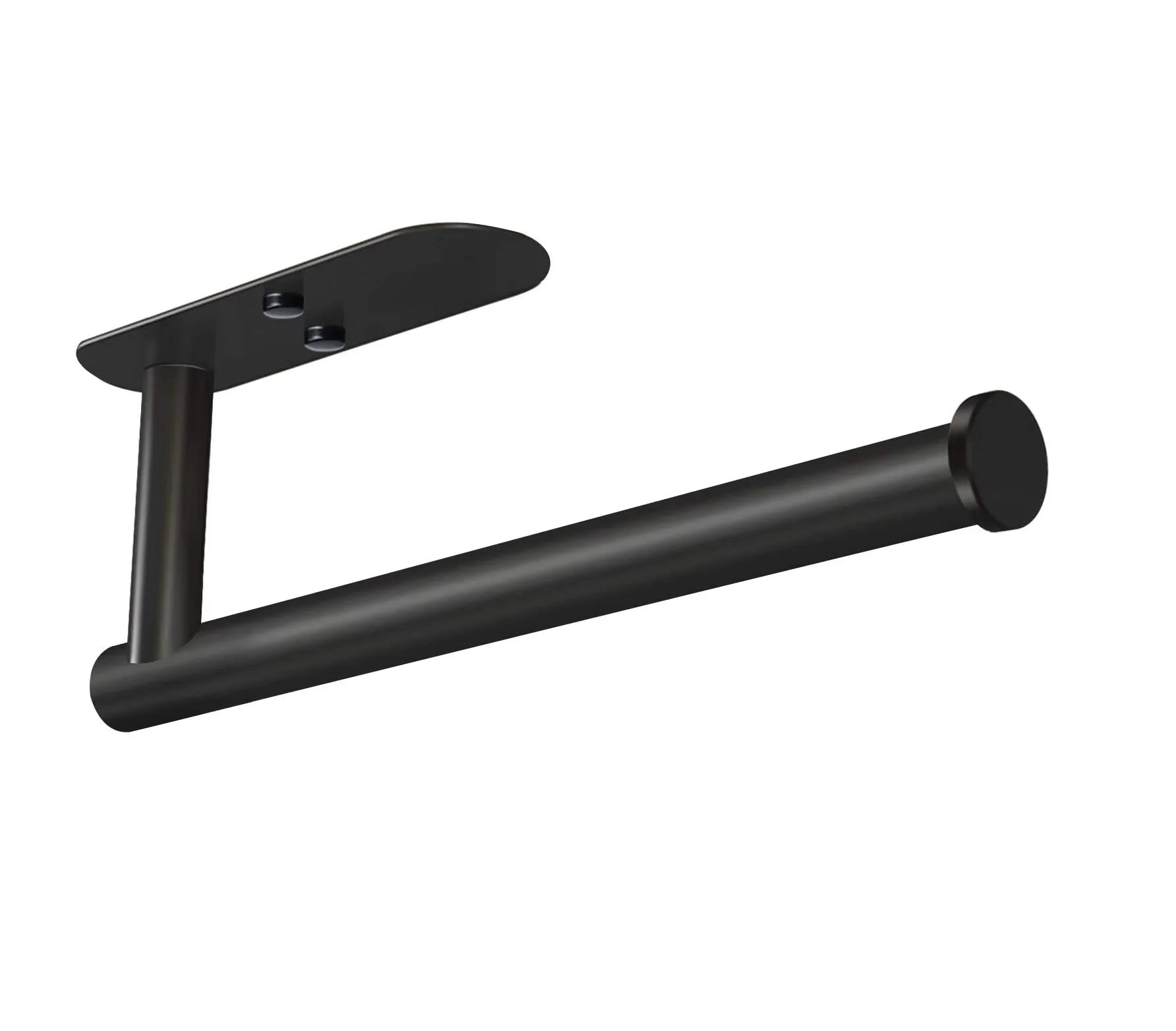 

Top Seller Under Cabinet Black Paper Towel Holder Self Adhesive or Drilling Screw Wall Mounted Stand Vertically or Horizontally
