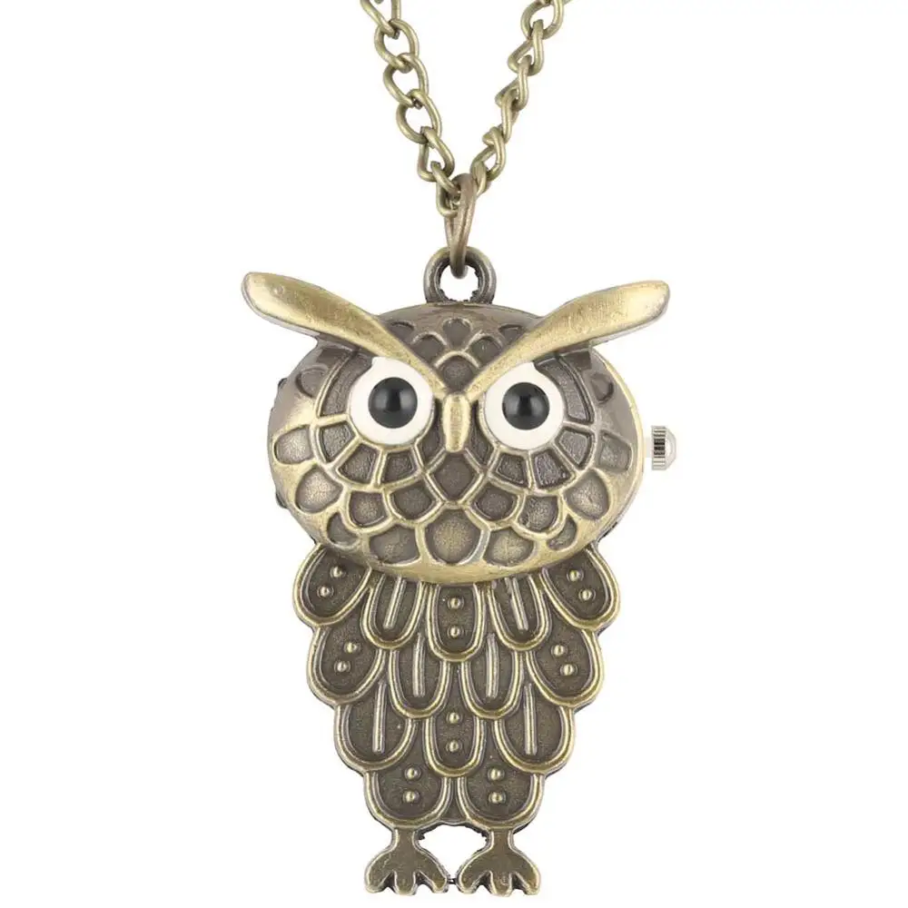 

Unique pocket watches owl fashion long bracelet jewelry alloy clock, Bronze