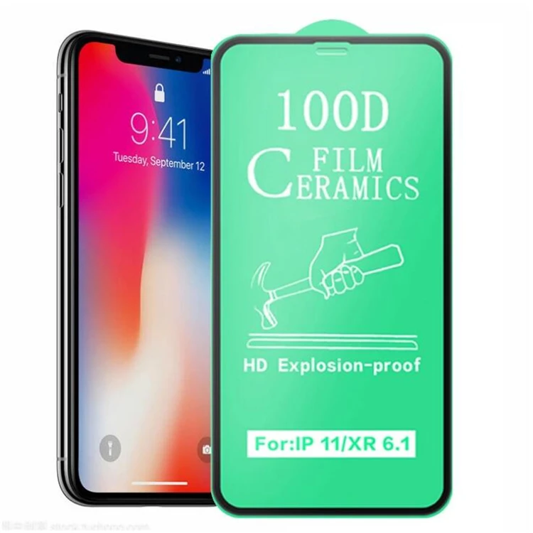 

Full Glue Soft Glass For iPhone 11 Pro Max XS XR XS X 8 7 6 6S Plus Ceramics Full Cover Screen Protector For iPhone 12 X 11 Pro, Black