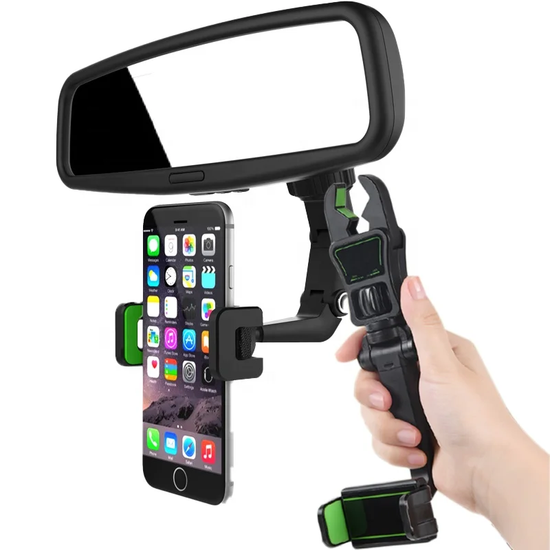 

2022 Multifunctional Car Motorcycle Desktop Mirror Phone Holder, 360 Rearview Car Rearview Mirror Mount Bracket Holder