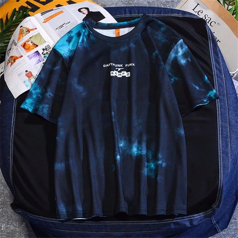 

Streetwear 3D Printed Graphic Tees Round Neck Tye Dye Clothing T-Shirt Men