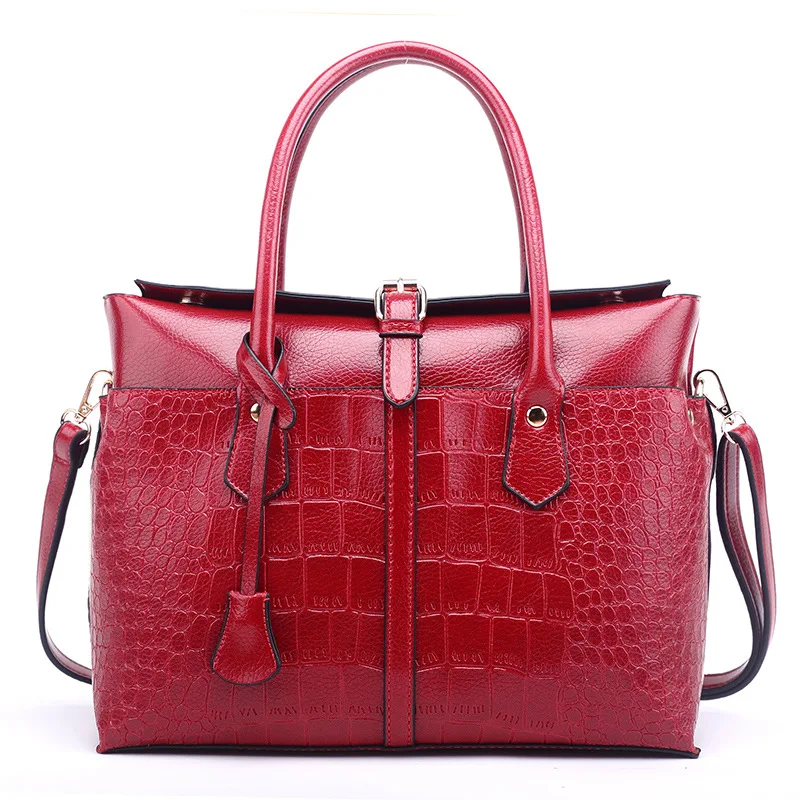 

Shanghai Real Crocodile Embossed Leather Handbag Thailand Trade Buckle Dames Handtas