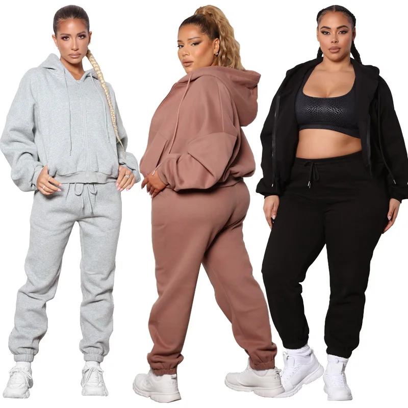 

Women Pants Plus Size Clothing Joggers Two Piece Sweatsuit Tracksuit Jogger Set