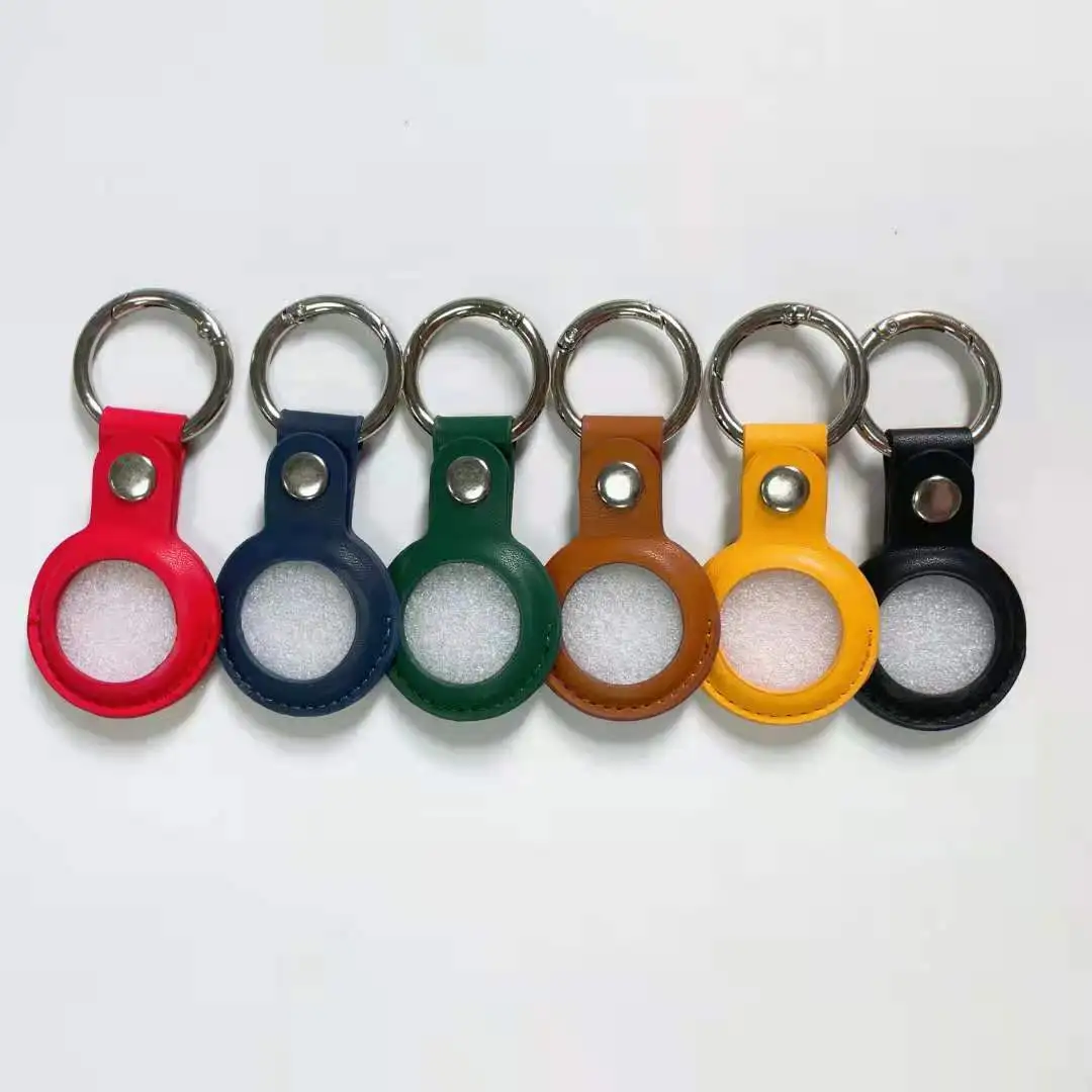 

In Stock Factory 2021 lastest Accessories Tracker Anti-lost Leather PU Keychain Protective Case PU Leather Airtag Case