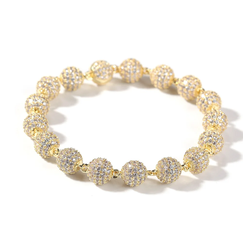 

women gold silver metal 8.5mm micro pave zircon magnet iced out cz beaded balls to make bracelets, Silver/gold/two tone