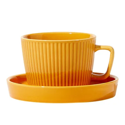 

Simple three-dimensional milk juice cup retro corrugated ceramic coffee cup set, Espresso, ginger, milky white