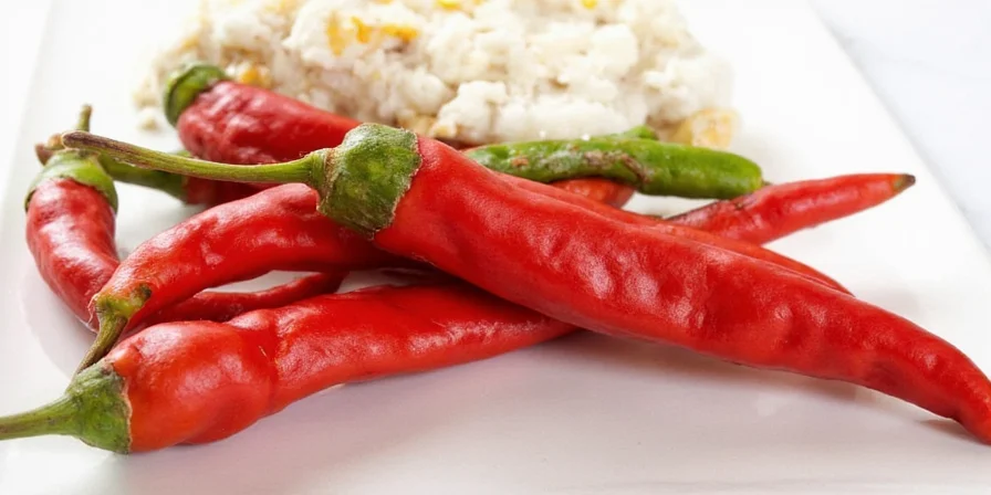 Dried Chile Morita Peppers on Wooden Table