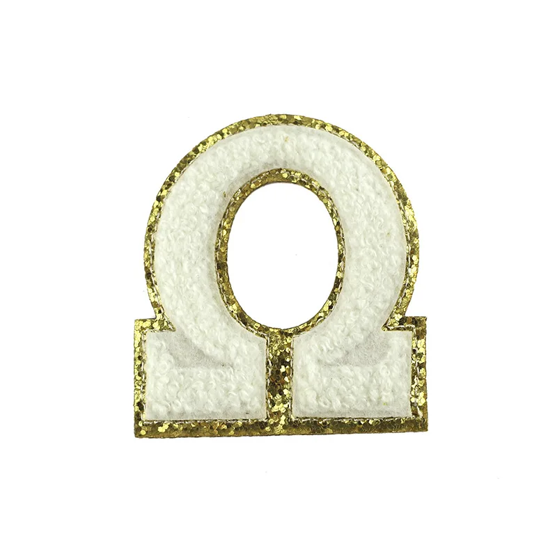 

Fast Shipping Greek Letter Glitter Letters Patches / Top Quality Chenille Letters Patches