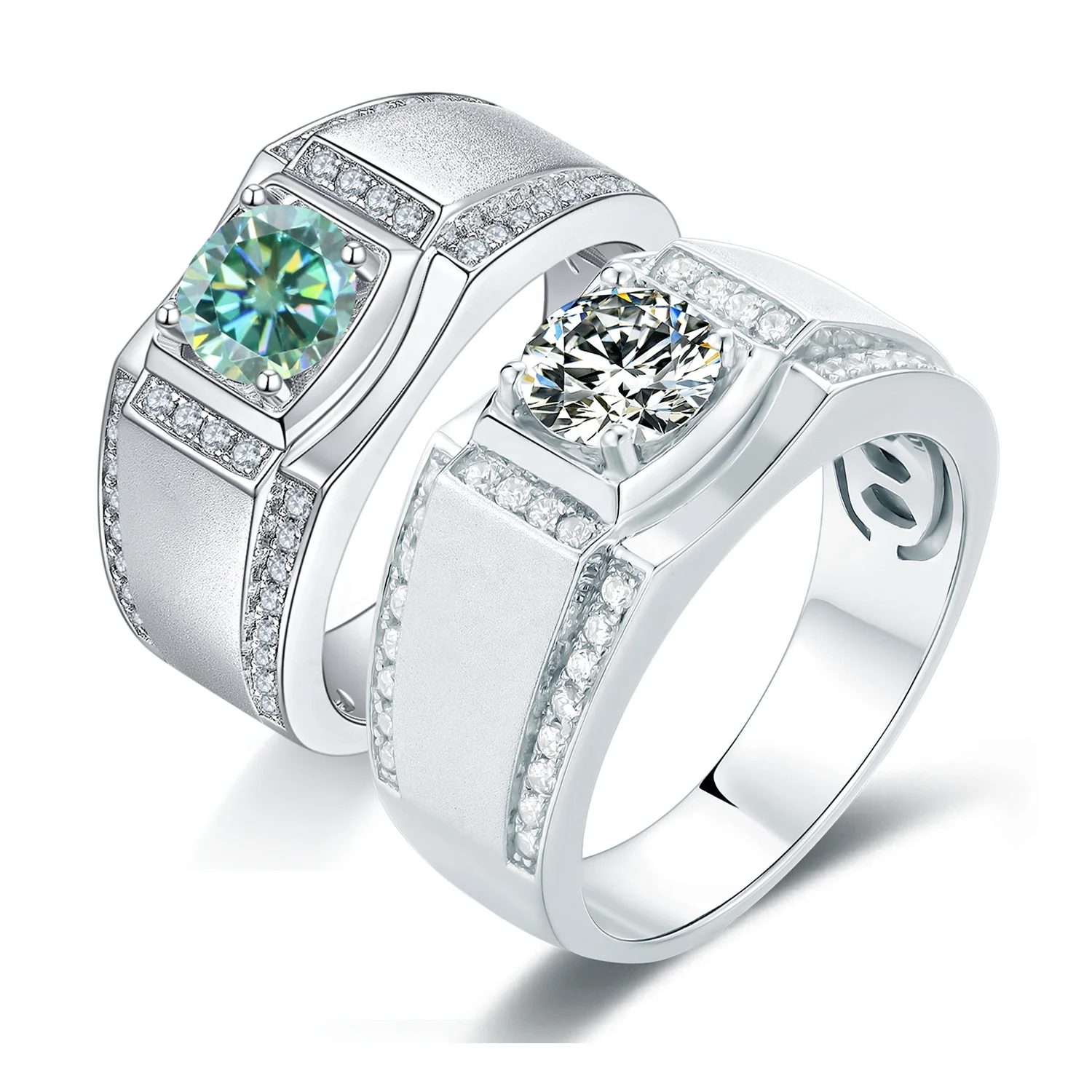 

Abiding Wedding 1Ct EF Color Moissanite Diamond Men 925 Sterling Silver Fashion Ring Finger Moissanite Engagement Ring