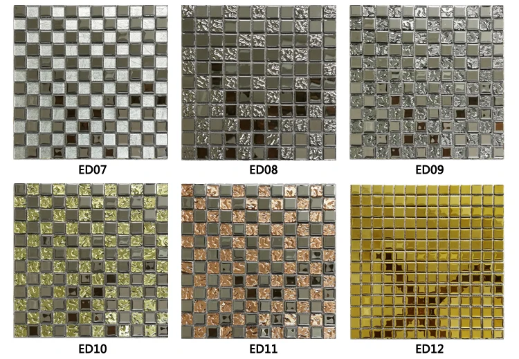 China factory outlet rose gold glass mosaic tile and electroplate metal mosaic backing mesh patterns wall decor