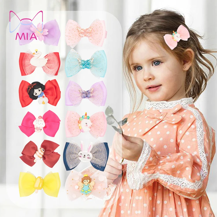 

Free Shipping Children's cute cartoon rabbit butterfly hairpin Princess kids colorful tutu ribbon hair bow for baby girls 200802, Picture shows