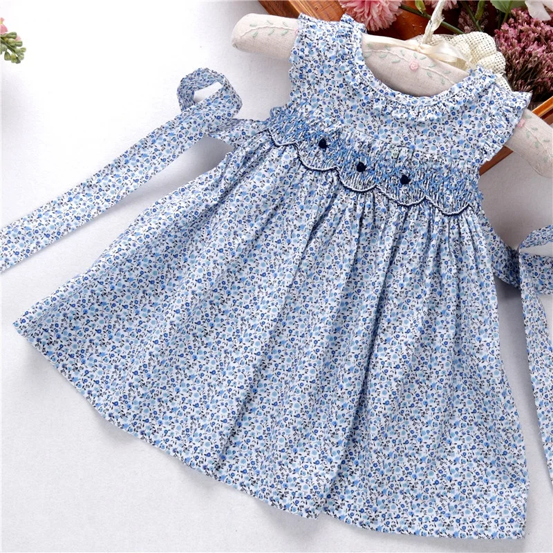 

c91018532 hand smocked embroidered dresses for girl's clothing floral ruffles flower kids dresses boutiques baby clothes, Picture shows