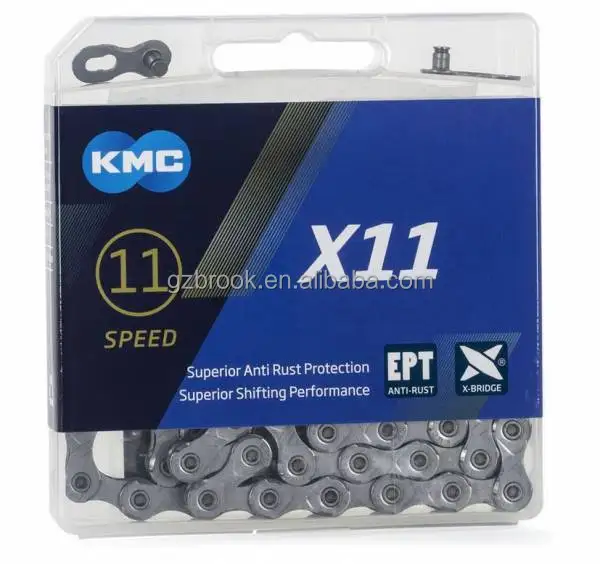 

KMC X11 EPT Bike Chain 11S 11/128" 118 Links Sliver mountain road bicycle chain, Silver black