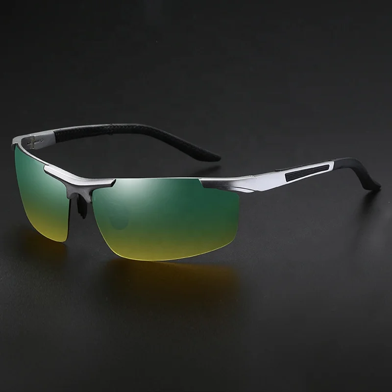 

Aluminum-magnesium alloy frame polarized sunglasses men's sports riding day and night driving glasses, Solid color