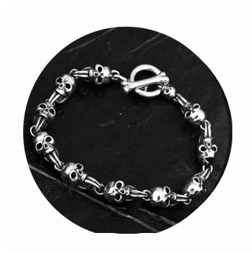 

S925 solid Sterling Silver European and American fashion skeleton Bracelet shipping for free