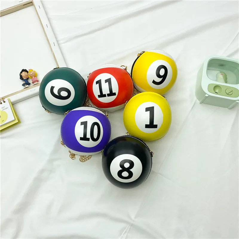 

Billiards ball envelope children cross body Korean parentage matching personality digital chain coin money wallet gift purse bag, As picture see