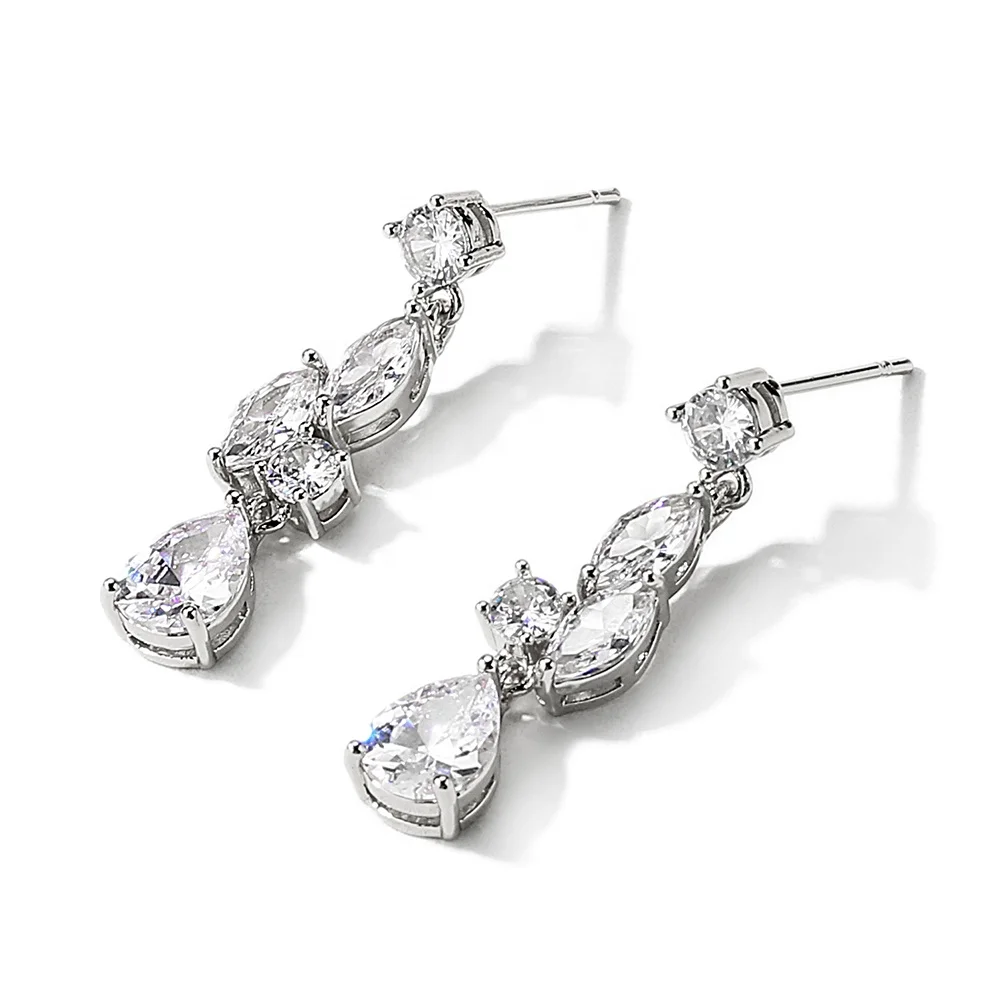 

RAKOL New Arrival Wedding Bridal Romantic Water Drop CZ Diamond Dangle Earrings for Women EP2975