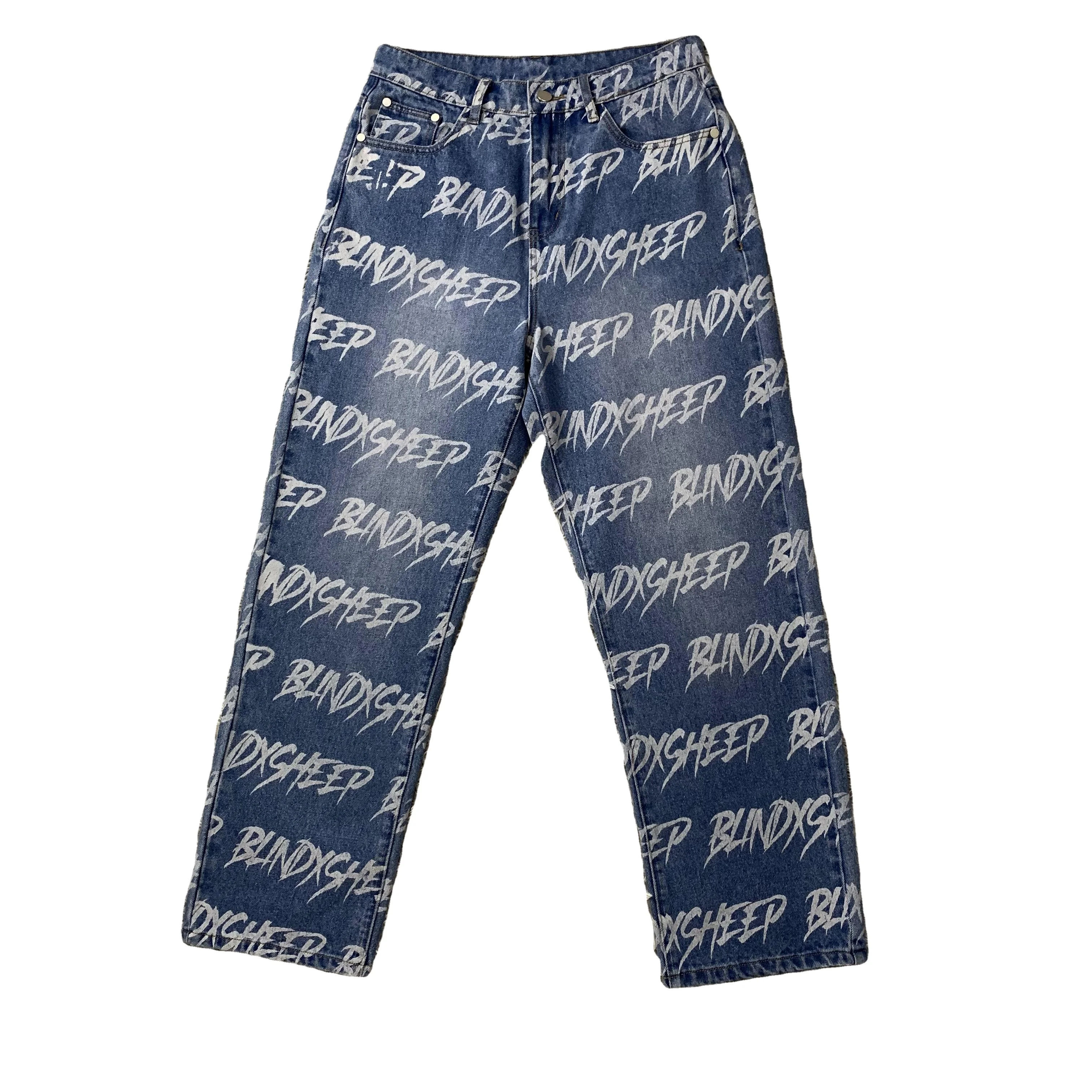DENIMGUYS Custom Laser Printed Denim Men Loose Straight Streetwear Casual Baggy Men's Jeans Pants