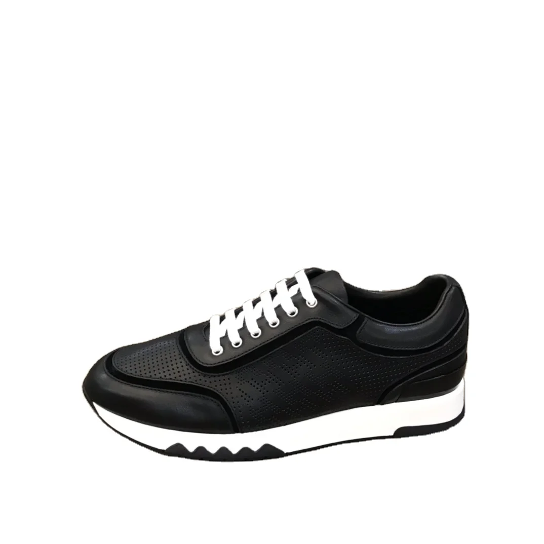 

Brand Raw Calf hide leather Punching Men Casual Sneakers sport Shoes  Comfortable air cotton Fashion man trainers factory