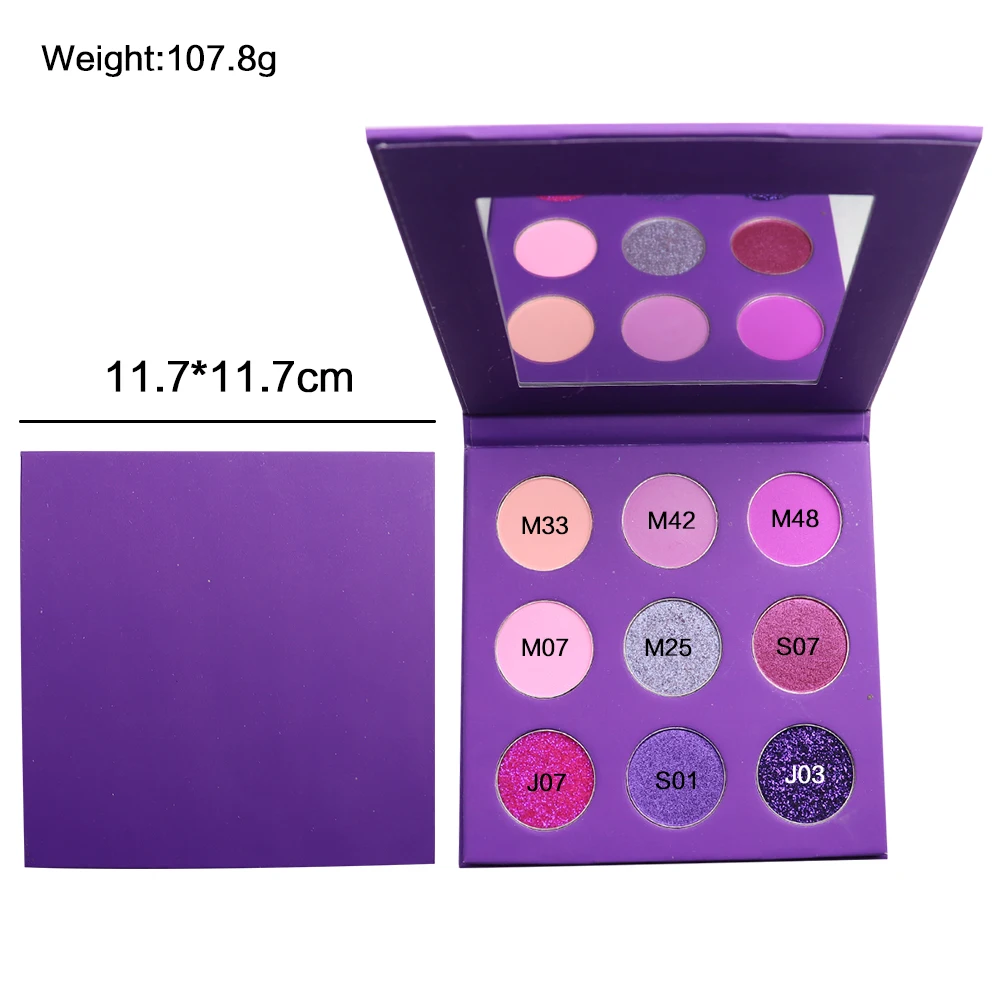 

DIY Make Your Own Private Label OEM Waterproof Colorful Eyeshadow Palette Packing High Pigment Rainbow Color Eye shadow Palette, 9 colors