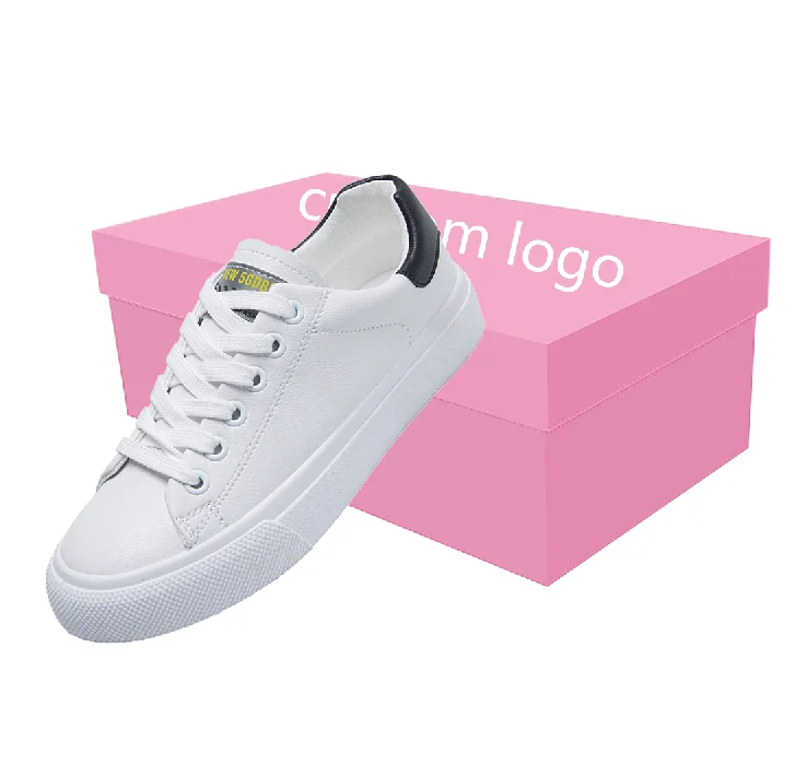 

OEM & ODM Custom Logo White Fashion Trend Sneakers Shoes Women Ladies Girls Casual Leather Sport Shoes, Pink/blue