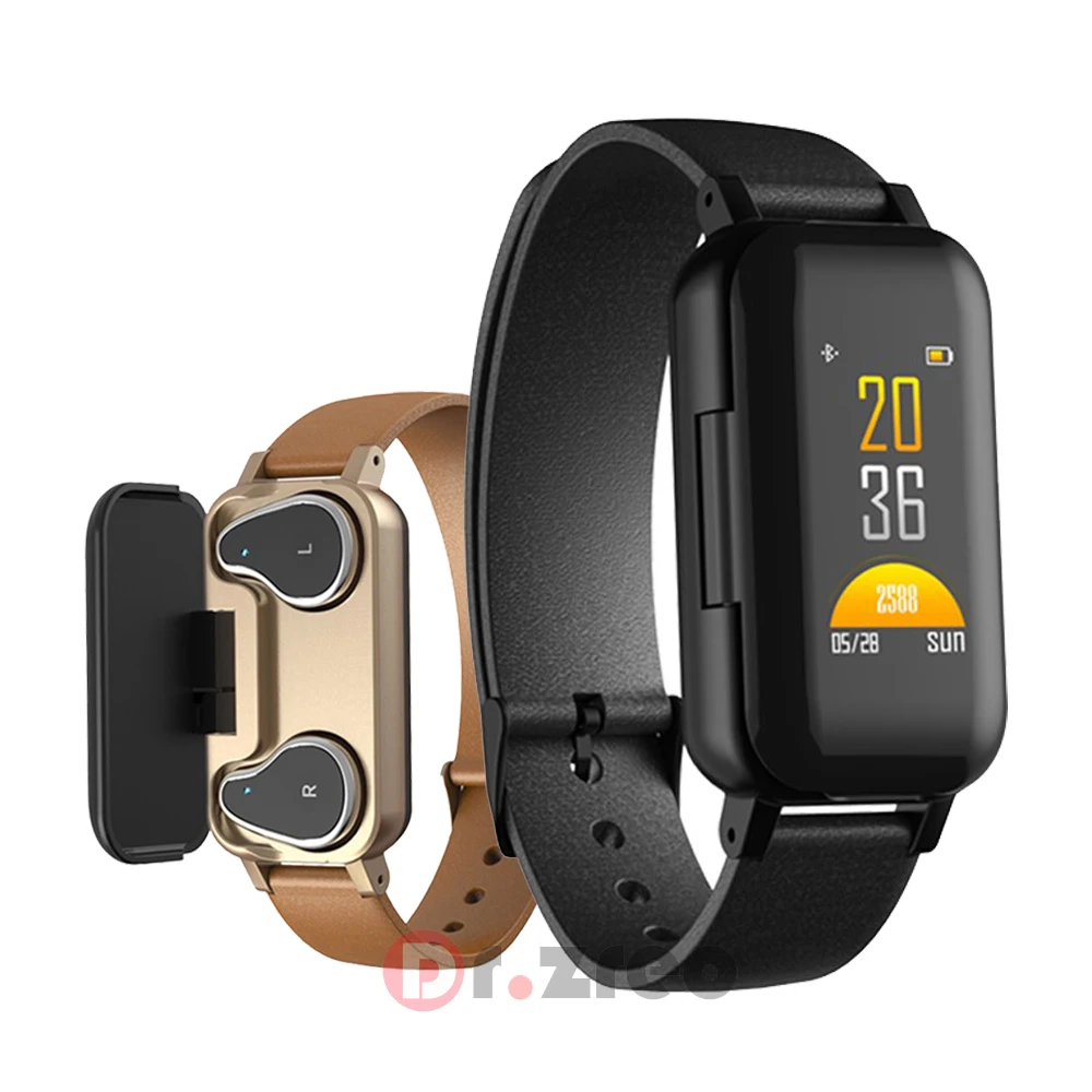 

T89 Smart Watch Men 2 in 1 Bracelet TWS Wireless Headset Heart Rate IP67 waterproof Earphone Monitor Sport Wristband