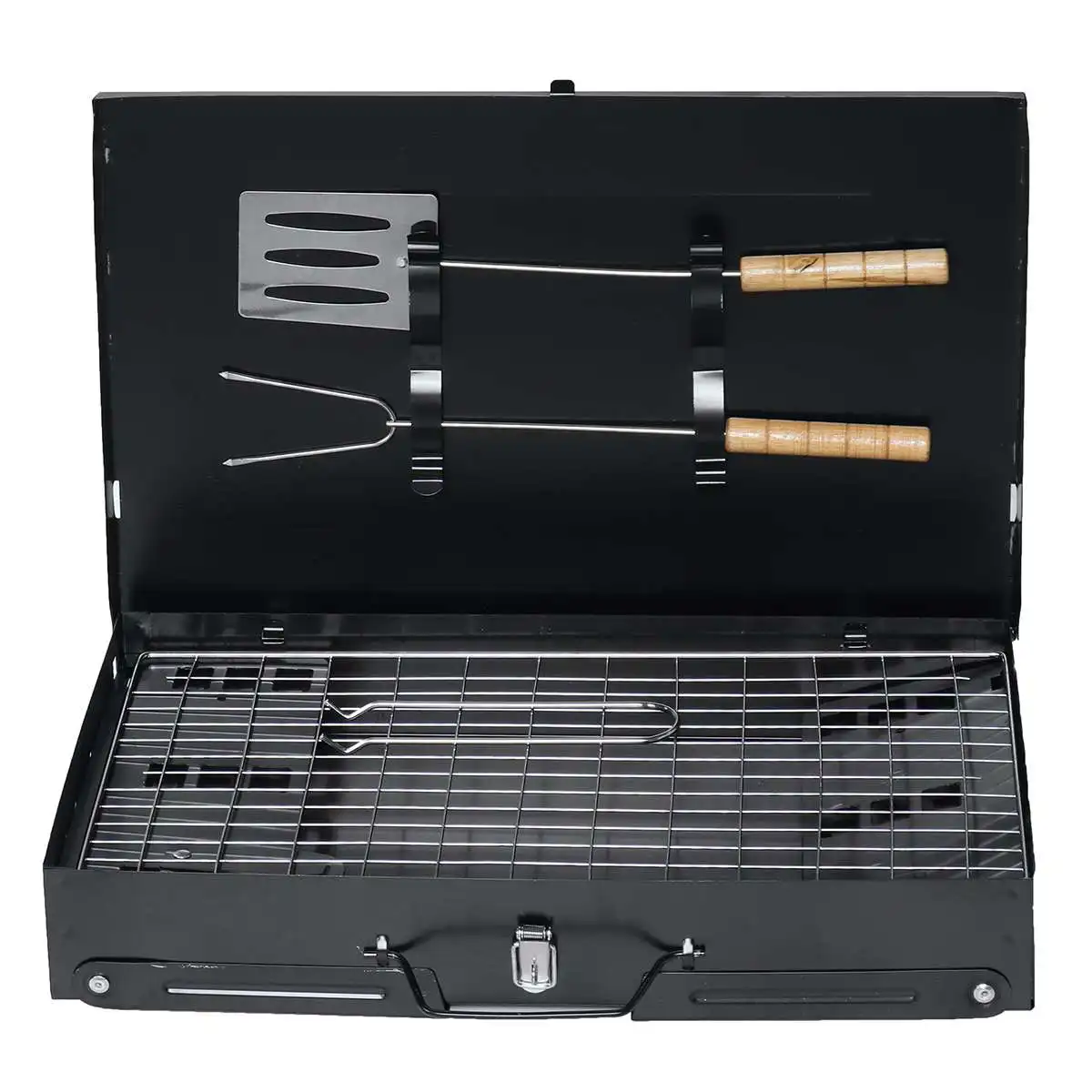 

Draagbare Vouwen Bbq Gril Barbecue Outdoor Camping Koken Picknick Barbecue, Matt black