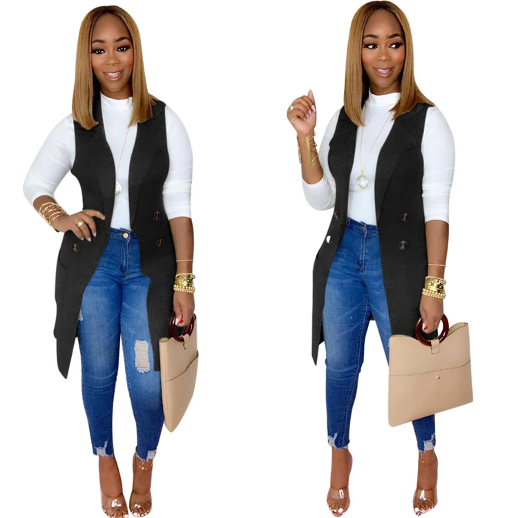 

M11576 Cardigan sweater women 2020 lapel deep v vest long coat tops