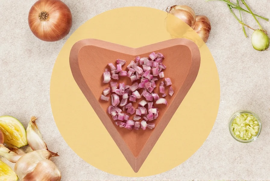 Wooden spoon with a scoop of onion minced