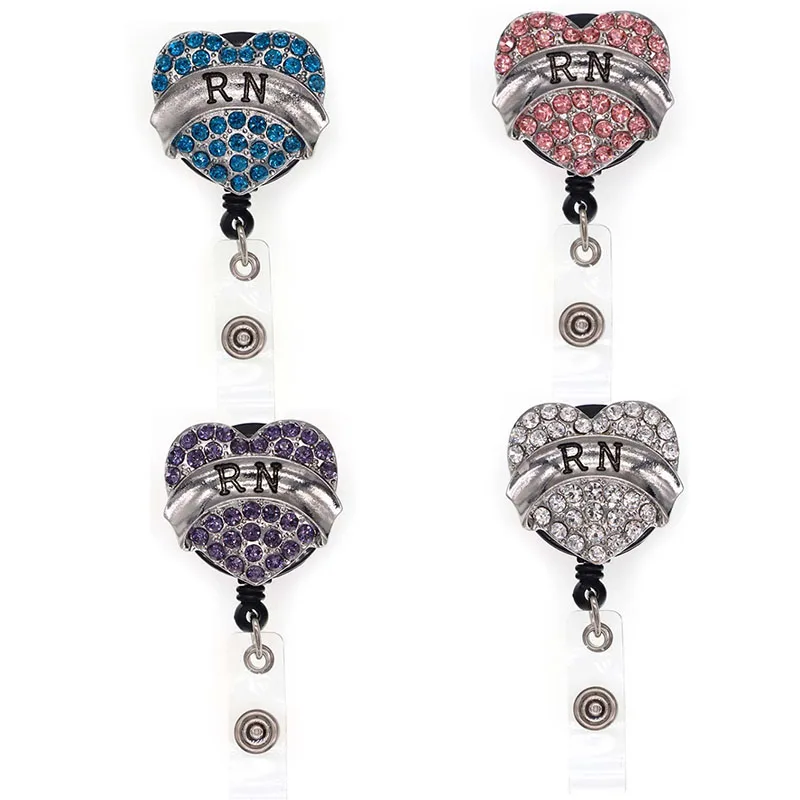 

Heart RN Rhinestone ID Card Badge reel