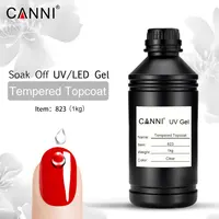 

High quality CANNI high glossly tempered no clean topcoat 1kg custom label no wipe long lasting led nail topcoat gel polish