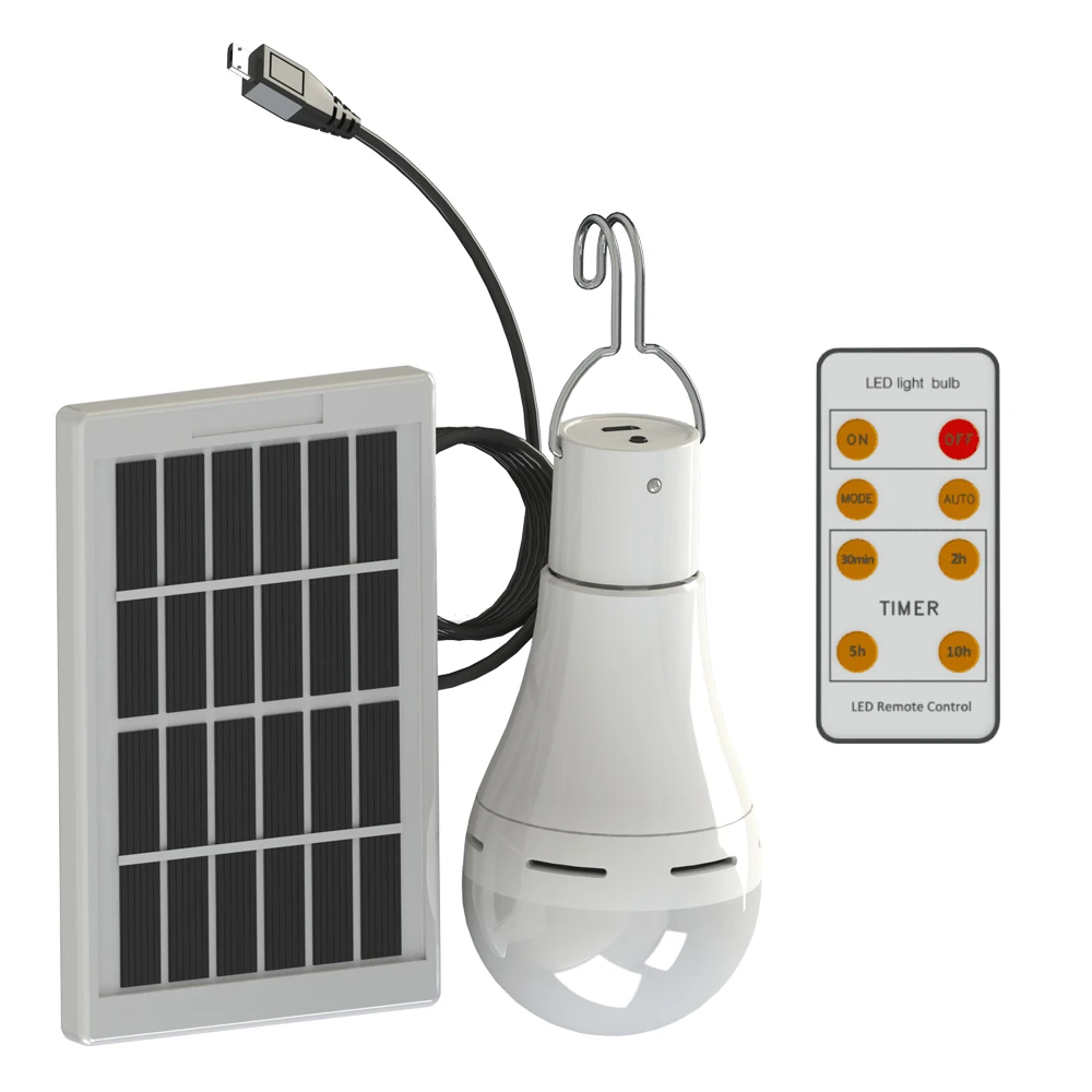 New 9W 350LM LED Solar Bulb USB Remote 5 Mode Light for Indoor Garden Street Light Emergency Bulb Sunlight Lamp