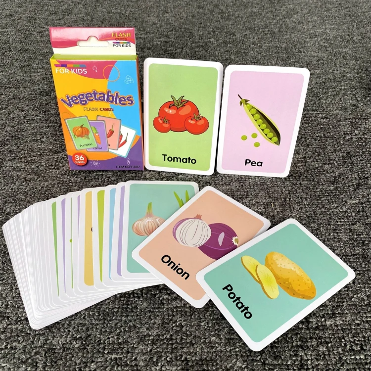 

Vegetables educational teething flash cards montessori Children's color shape animal English learning card teaching flash card