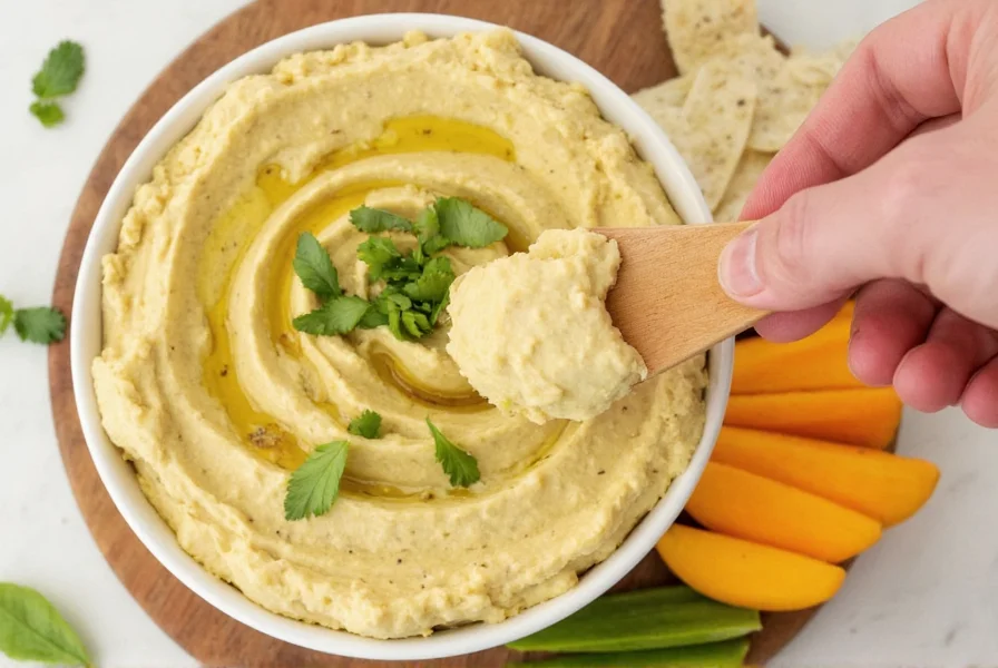 Bowl of hummus with sprinkle of seasoning