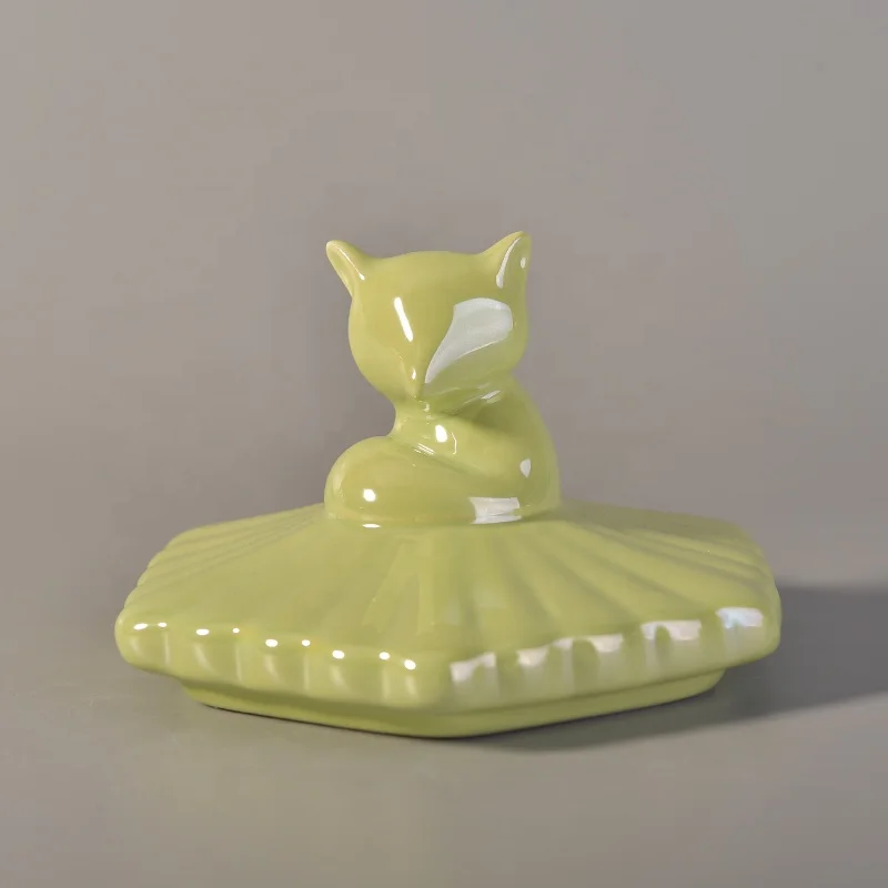 Geo glazed ceramic candle jar scented candle vessel with lid home decor