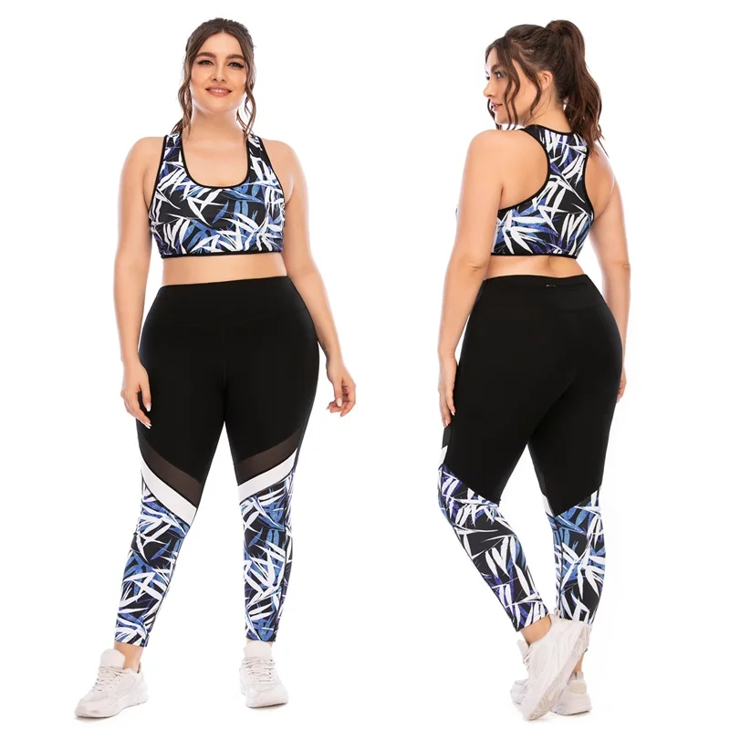 

2021 Women Plus Size Yoga Pants Women Tights High Waist Sports Fitness Custom Plus Size Yoga Legging Plus Size Bra Set