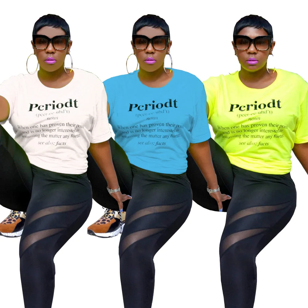 

2020 Clothing Women Tops Fashionable Short Sleeve Letter Print Street Wear Wholesale Summer T Shirts Top for Girls