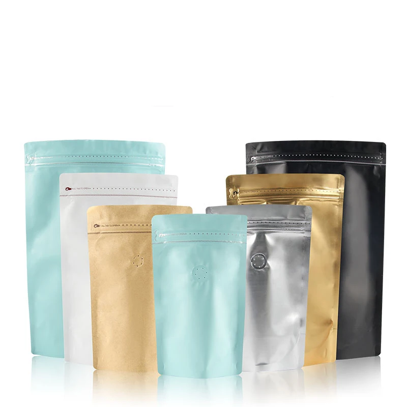 

POLYSMARTS Customized Beautiful Colorful Aluminum Foil Block Bottom Stand Up Zipper Coffee Bag With Valve