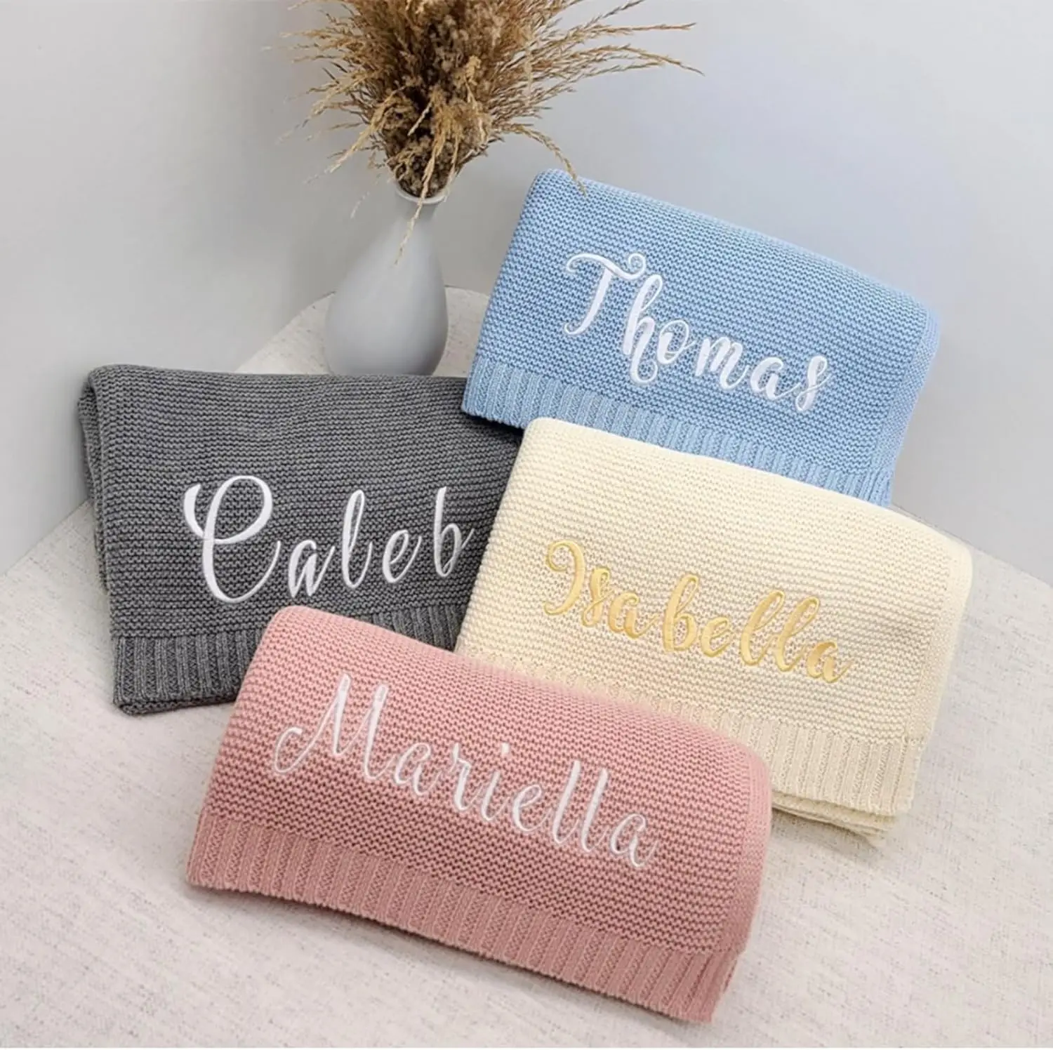 2Days Drop Shipping Custom Personalized Embroidered Custom Baby Name Blanket Baby Shower Newborn Gift