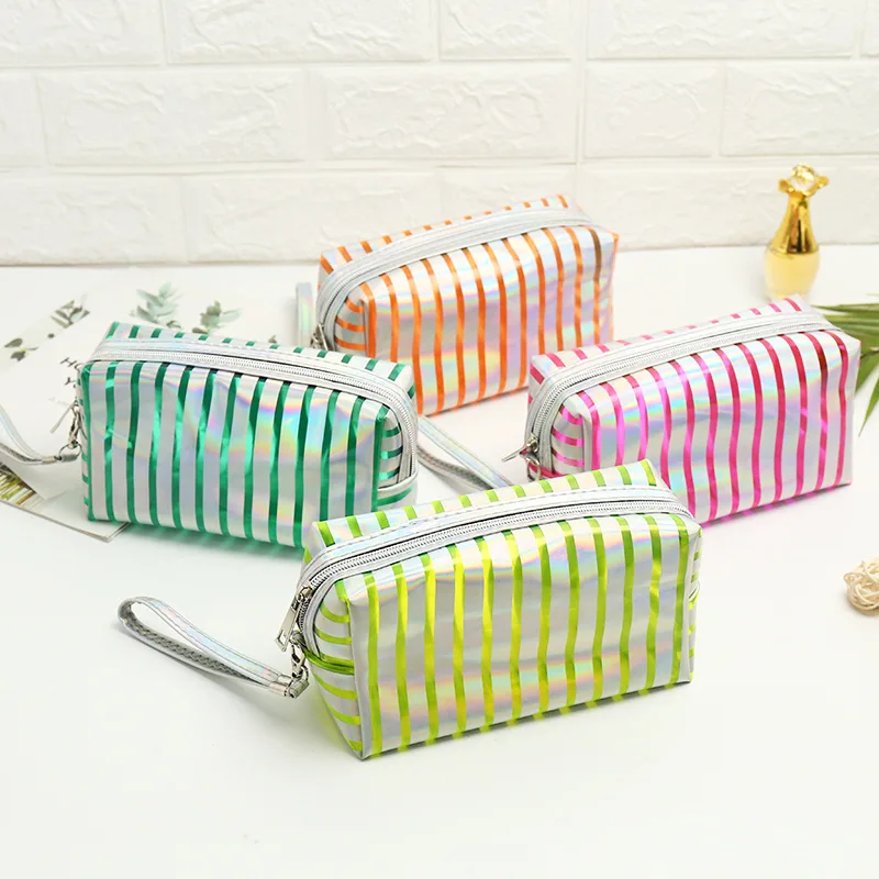 
Wholesale Striped 2020 Fashion Lady Women Travel Beauty Custom Cosmetic Storage Bag 