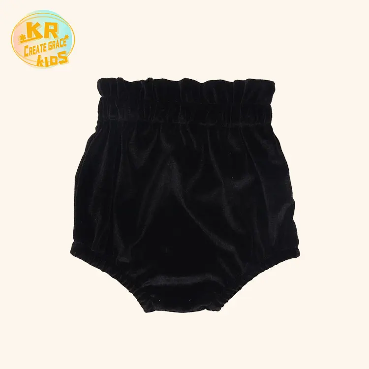 

High Quality black color baby girl short pants Velvet fabric higgh waist children shorts pants