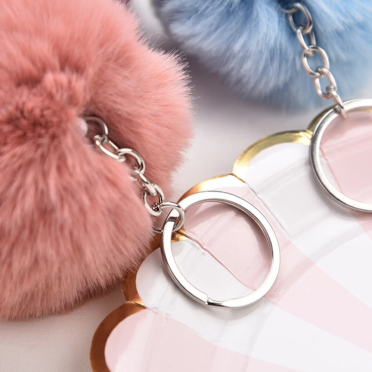 Wholesale Fox Fur Ball Keyring Pom Pom Keychain For bags pendant