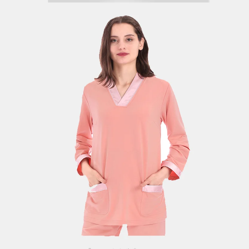 

customize pure cotton spandex knited full sleeve pullover tops and elastic pants pajamas sets