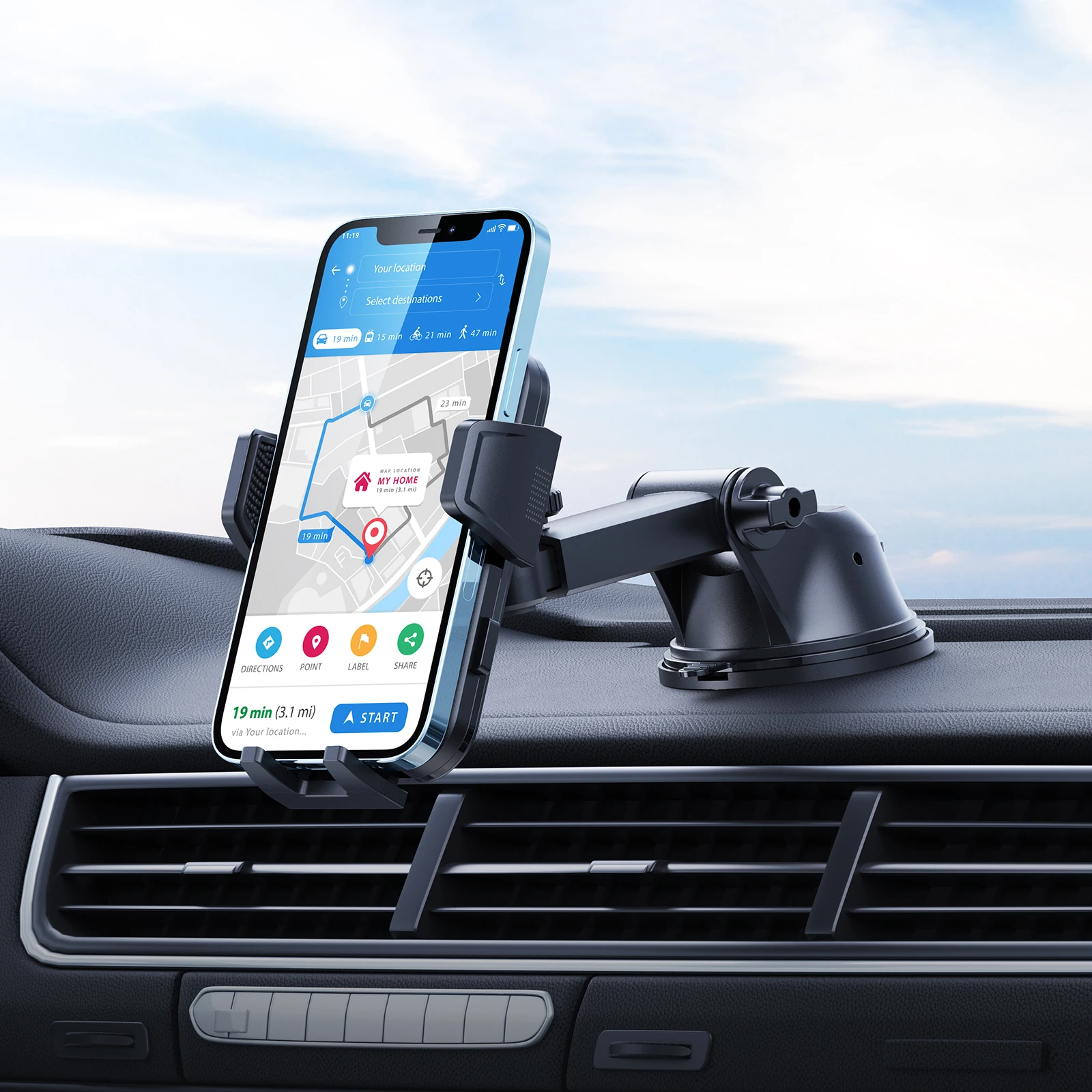 

Multiple Flexible Car Mobile Phone Holder Magnetic, Black