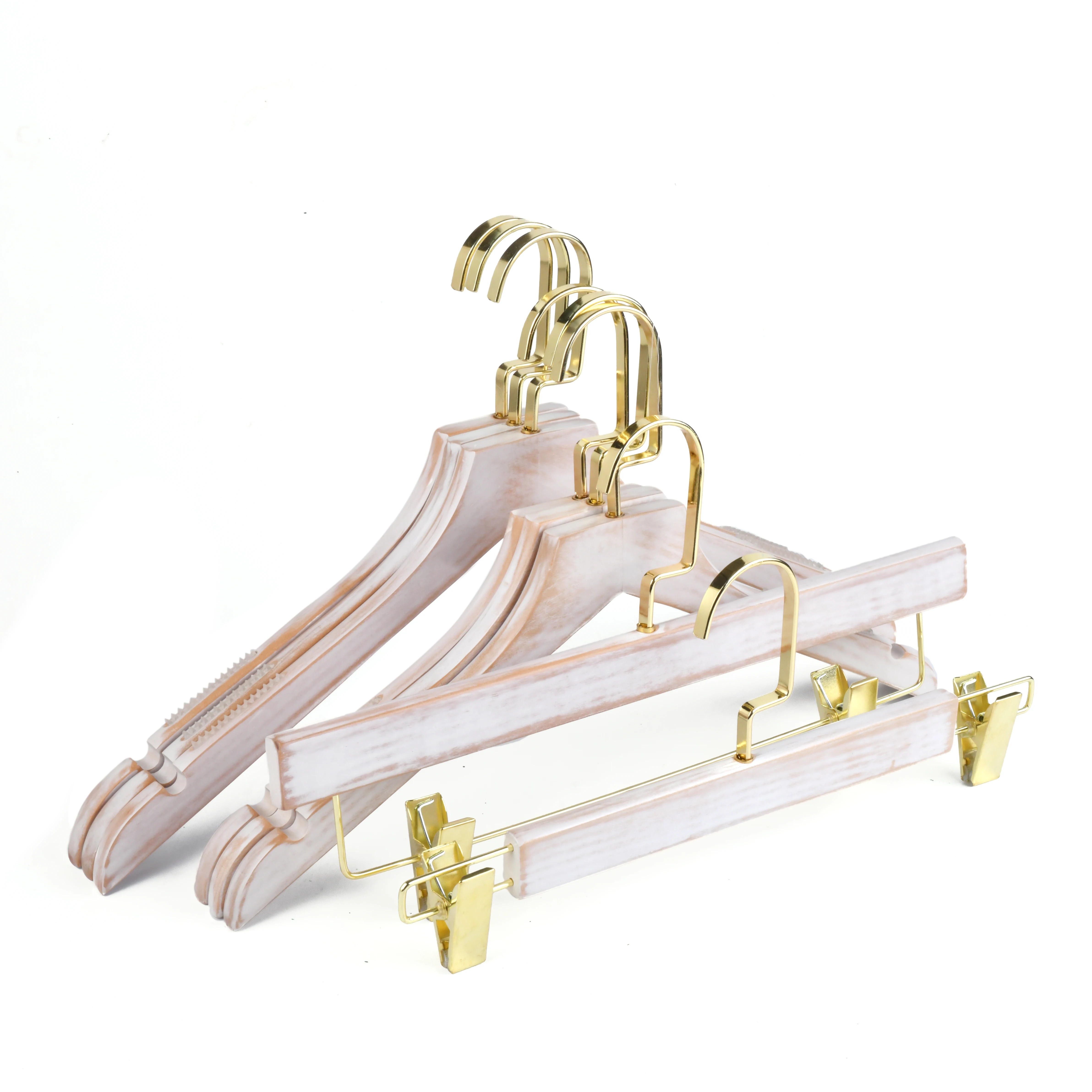 Manufacturer F3301 Unique Washed White With Gold Hook Wooden Clothes Hangers With Logo Buy