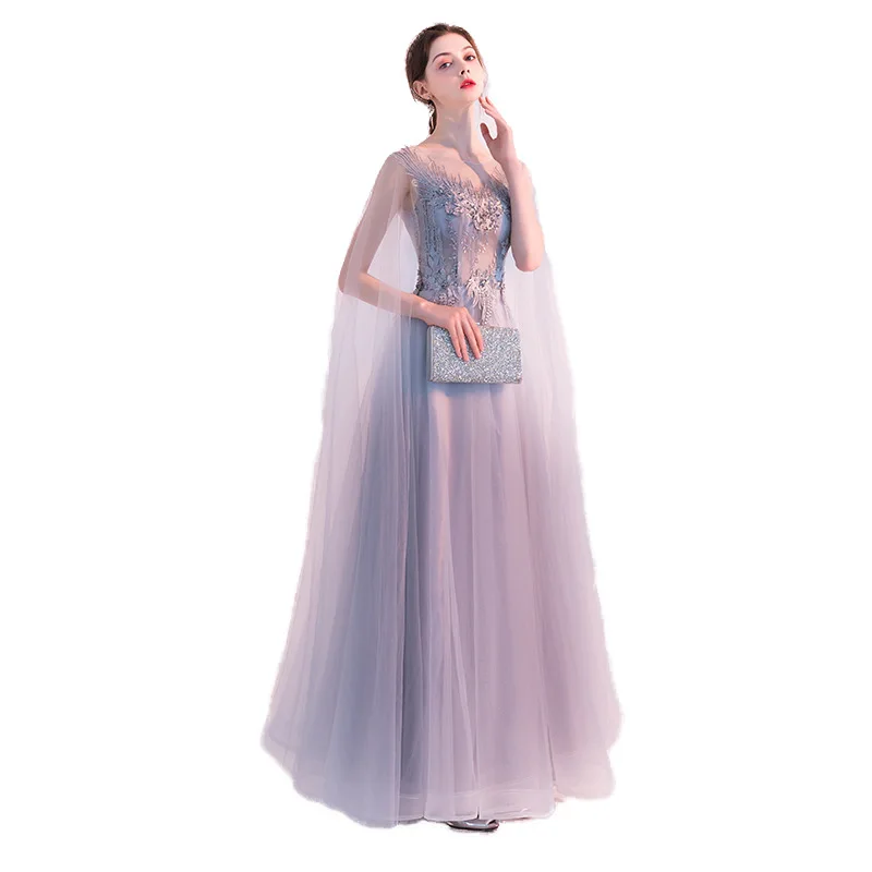 

2021 New Banquet Noble, Elegant And Dignified Atmosphere Dress Skirt Long Tulle Embroidered Evening Dresses, Picture