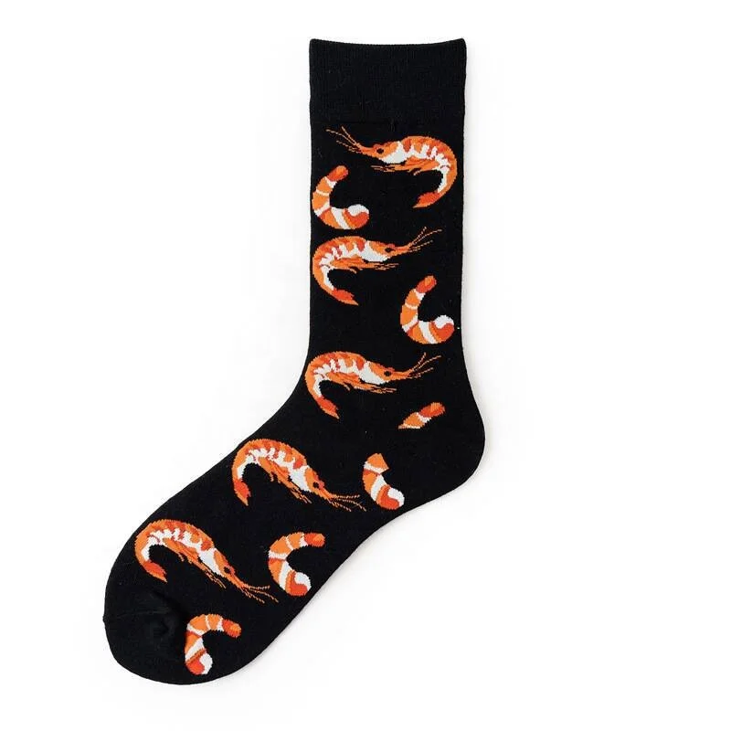 

Men's Seafood Series Creative Novelty Socks shrimp oyster squid pattern, Pantone color