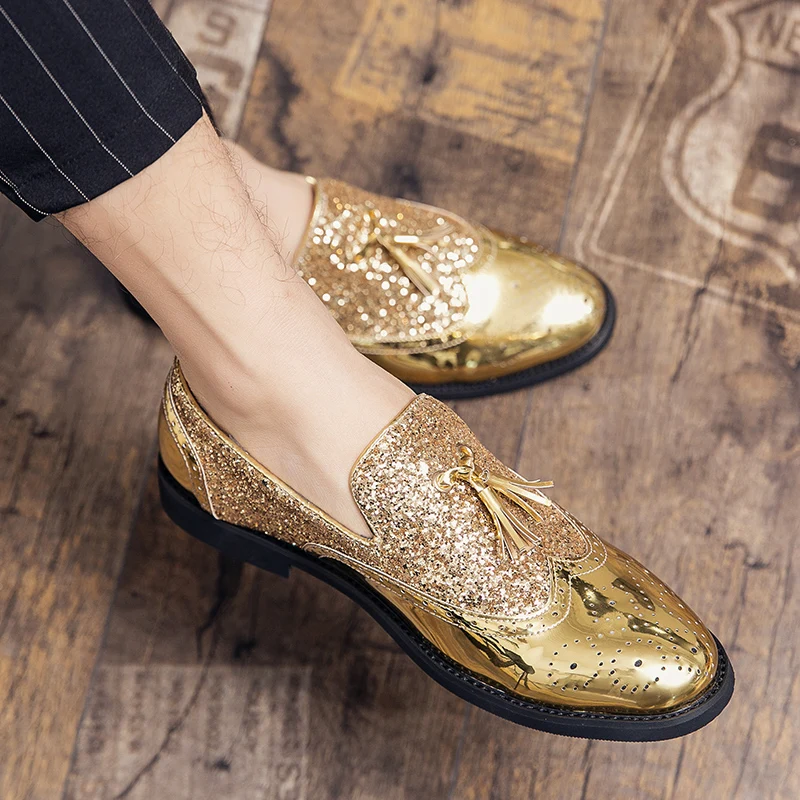 

2671 plus size leather open shoes for men